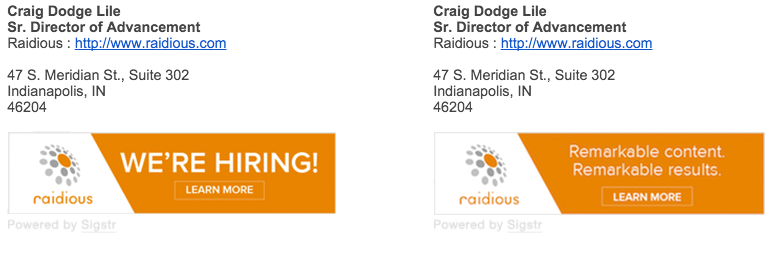 email signature marketing Raidious