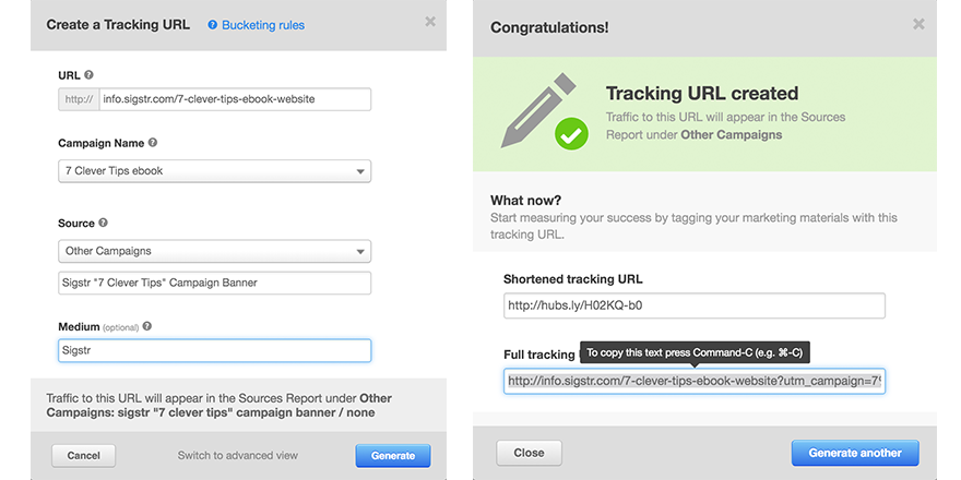 Email signatures can be used for metrics in Sigstr and HubSpot.