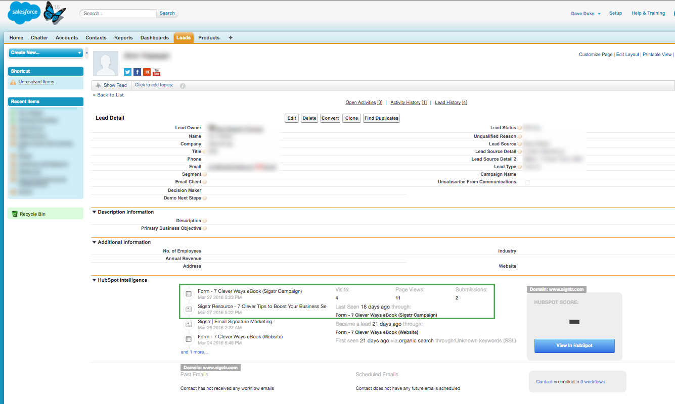 Metrics around email signatures viewed in Salesforce via Sigstr