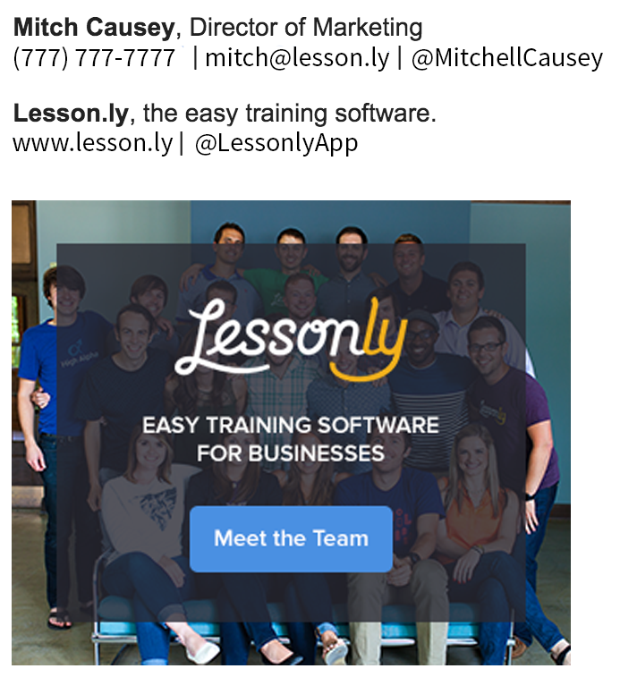 An example of email signature etiquette from Lesson.ly
