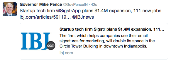 Sigstr news Governor tweet