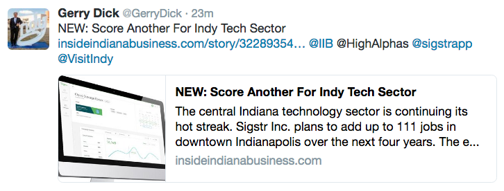 Gerry Dick tweet about Sigstr news