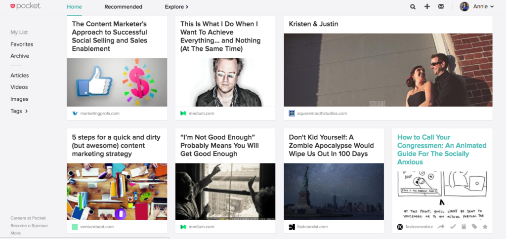 Of all the content marketing tools, Pocket is a must