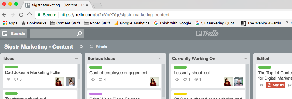 Hello Trello, another of my fave content marketing tools 