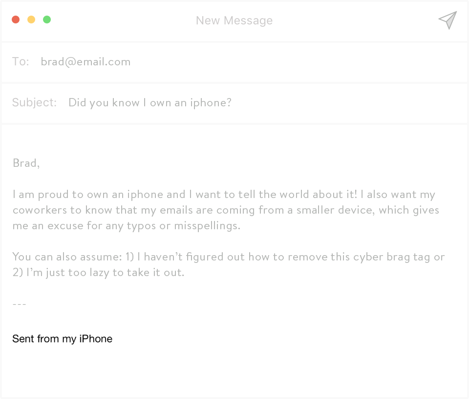 Bad email signatures include iphone disclaimers